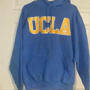 UCLA embroidered hoodie, slight staining on front. UCLA Gold Standard